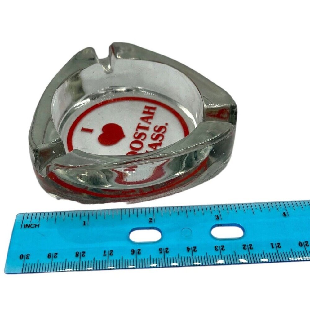 I Heart Woostah Mass. Triangular Ashtray Ash Tray Glass Dime Store Souvenir - Picture 6 of 8